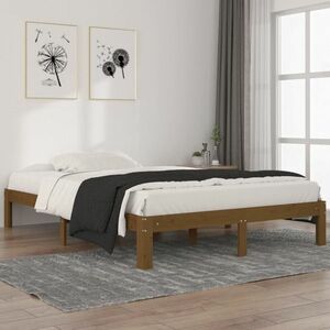 vidaXL Rama łóżka, miodowy brąz, lite drewno sosnowe, 140 x 200 cm obraz