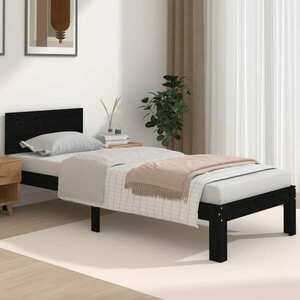 vidaXL Rama łóżka, czarna, 75x190 cm, pojedyncza, lite drewno obraz