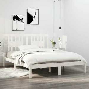 vidaXL Rama łóżka, biała, lite drewno sosnowe, 160 x 200 cm obraz