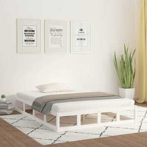 vidaXL Rama łóżka, biała, 140x190 cm, lite drewno obraz