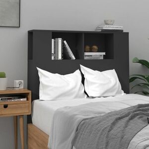 vidaXL Wezgłowie łóżka z półkami, czarne, 100x18, 5x104, 5 cm obraz