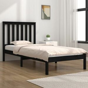 vidaXL Rama łóżka, czarna, lite drewno sosnowe, 90x200 cm obraz