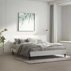 vidaXL Zagłówek łóżka, ścienny, biel z połyskiem, 240x1, 5x80 cm obraz