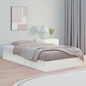 vidaXL Rama łóżka, biała, 90 x 200 cm, lite drewno obraz