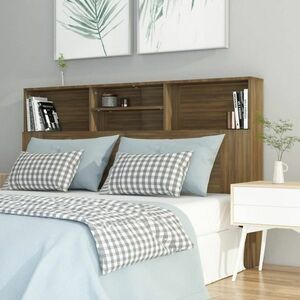 vidaXL Wezgłowie łóżka z półkami, brązowy dąb, 160x19x103, 5 cm obraz