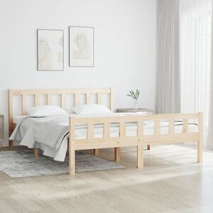 vidaXL Rama łóżka, 135x190 cm, podwójna, lite drewno obraz