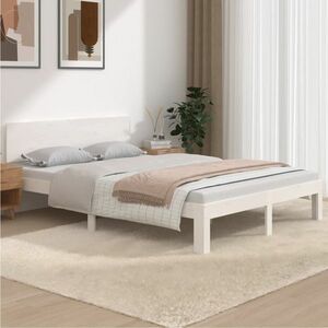 vidaXL Rama łóżka, biała, lite drewno, 135x190 cm, podwójna obraz