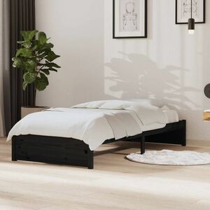 vidaXL Rama łóżka, czarna, lite drewno, 90x190 cm, pojedyncza obraz