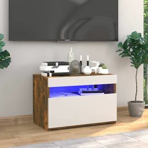 vidaXL Szafka pod TV z oświetleniem LED, przydymiony dąb, 60x35x40 cm obraz