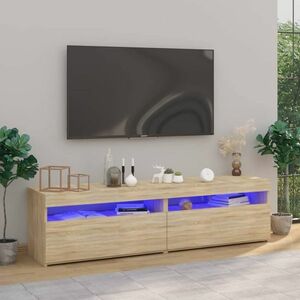 vidaXL Szafki pod TV z LED, 2 szt., dąb sonoma, 75x35x40 cm obraz