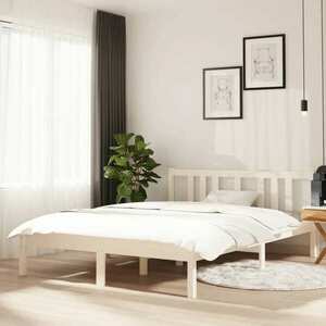 vidaXL Rama łóżka, biała, 120x190 cm, podwójna, lite drewno obraz