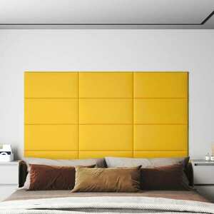 vidaXL Panele ścienne, 12 szt, żółte, 60x30 cm, aksamit, 2, 16 m² obraz