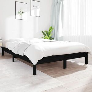 vidaXL Rama łóżka, lite drewno sosnowe, 140x200 cm, czarna obraz