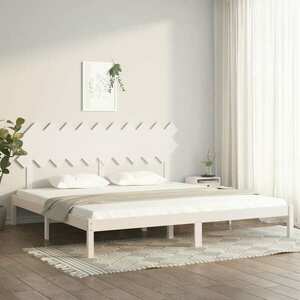 vidaXL Rama łóżka, biała, 200x200 cm, lite drewno obraz