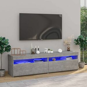 vidaXL Szafki pod TV z LED, 2 szt., szarość betonu, 75x35x40 cm obraz