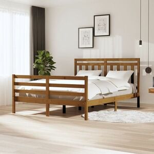 vidaXL Rama łóżka, miodowy brąz, lite drewno, 160 x 200 cm obraz
