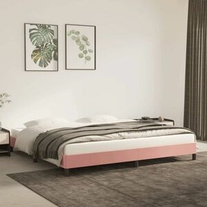 vidaXL Rama łóżka, różowa, 200x200 cm, tapicerowana aksamitem obraz