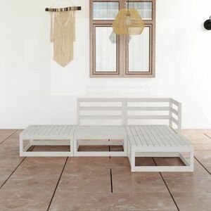 vidaXL 4-cz. zestaw mebli wypoczynkowych do ogrodu, biały, sosnowy obraz