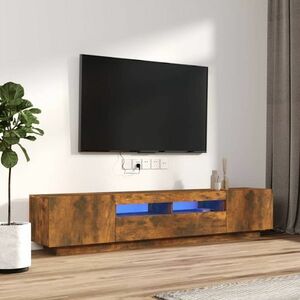 vidaXL Zestaw 2 szafek TV z oświetleniem LED, przydymiony dąb obraz