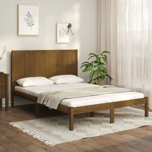 vidaXL Rama łóżka, miodowy brąz, 140x200 cm, lite drewno sosnowe obraz