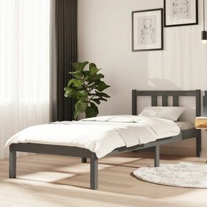 vidaXL Rama łóżka, szara, lite drewno, 75x190 cm, pojedyncza obraz