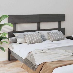 vidaXL Wezgłowie łóżka, szare, 164x3x81 cm, lite drewno sosnowe obraz