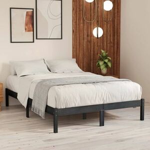vidaXL Rama łóżka z litego drewna sosnowego, 140 x 190 cm, szara obraz