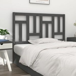 vidaXL Wezgłowie łóżka, szare, 205, 5x4x100 cm, lite drewno sosnowe obraz