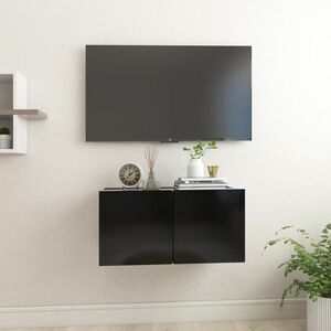 vidaXL Szafka wisząca pod TV, czarna, 60x30x30 cm obraz