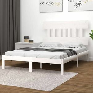vidaXL Rama łóżka, biała, lite drewno, 160 x 200 cm obraz