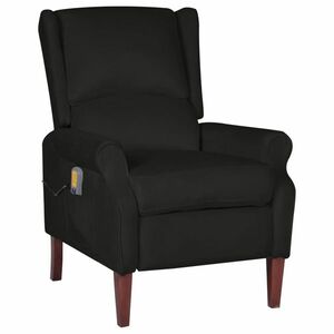 vidaXL Rozkładany fotel masujący, czarny, obity aksamitem obraz