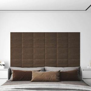 vidaXL Panele ścienne, 12 szt., brązowe, 30x15 cm, tkanina, 0, 54 m² obraz