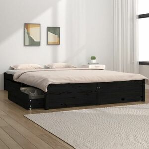 vidaXL Rama łóżka z szufladami, czarna, 140x200 cm obraz