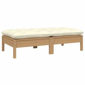 vidaXL 2-osobowa sofa ogrodowa z kremowymi poduszkami, drewno sosnowe obraz