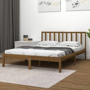 vidaXL Rama łóżka, miodowy brąz, lite drewno, 120x190 cm, podwójna obraz