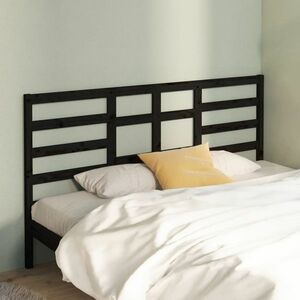 vidaXL Wezgłowie łóżka, czarne, 186x4x104 cm, lite drewno sosnowe obraz