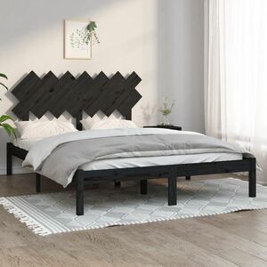vidaXL Rama łóżka, czarna, 140x190 cm, lite drewno obraz