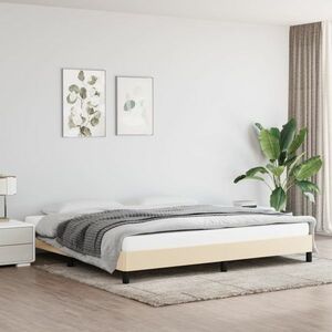 vidaXL Rama łóżka, kremowa, 200x200 cm, obita tkaniną obraz