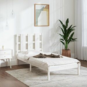 vidaXL Rama łóżka, biała, lite drewno sosnowe, 90x200 cm obraz