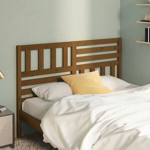vidaXL Wezgłowie łóżka, brązowe, 141x4x100 cm, lite drewno sosnowe obraz