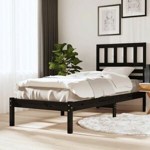 vidaXL Rama łóżka, czarna, lite drewno sosnowe, 100 x 200 cm obraz