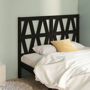 vidaXL Wezgłowie łóżka, czarne, 126x4x100 cm, lite drewno sosnowe obraz