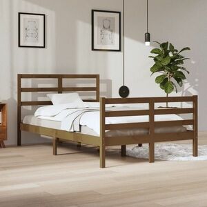 vidaXL Rama łóżka, lite drewno sosnowe, 120x200 cm, miodowy brąz obraz