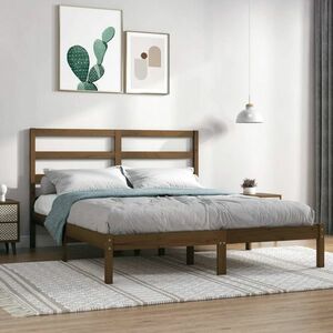 vidaXL Rama łóżka, lite drewno sosnowe, 120x200 cm, miodowy brąz obraz