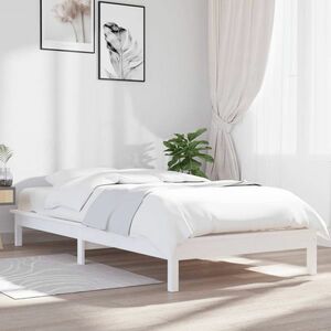 vidaXL Rama łóżka, biała , 100 x 200 cm , lite drewno sosnowe obraz