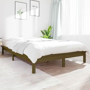vidaXL Rama łóżka, miodowy brąz, 120 x 200 cm , lite drewno sosnowe obraz