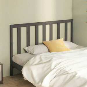 vidaXL Wezgłowie łóżka, szare, 126x4x100 cm, lite drewno sosnowe obraz