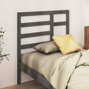 vidaXL Wezgłowie łóżka, szare, 96x4x104 cm, lite drewno sosnowe obraz