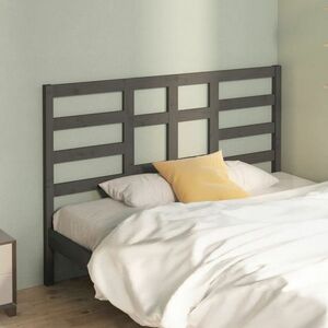 vidaXL Wezgłowie łóżka, szare, 166x4x104 cm, lite drewno sosnowe obraz