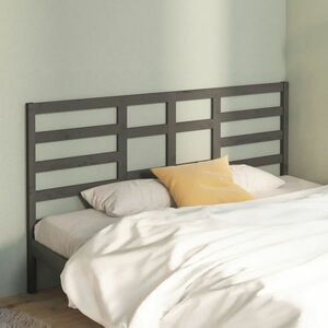 vidaXL Wezgłowie łóżka, szare, 206x4x104 cm, lite drewno sosnowe obraz